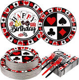 200PCS Casino Party Decorations Poker Plates and Napkins Disposable