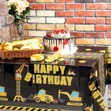 Tatuo Construction Happy Birthday Tablecloth Dump Truck Birthday
