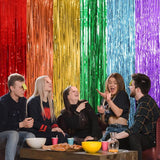 2 Pack Rainbow Party Backdrop Streamers Decorations Colorful Foil