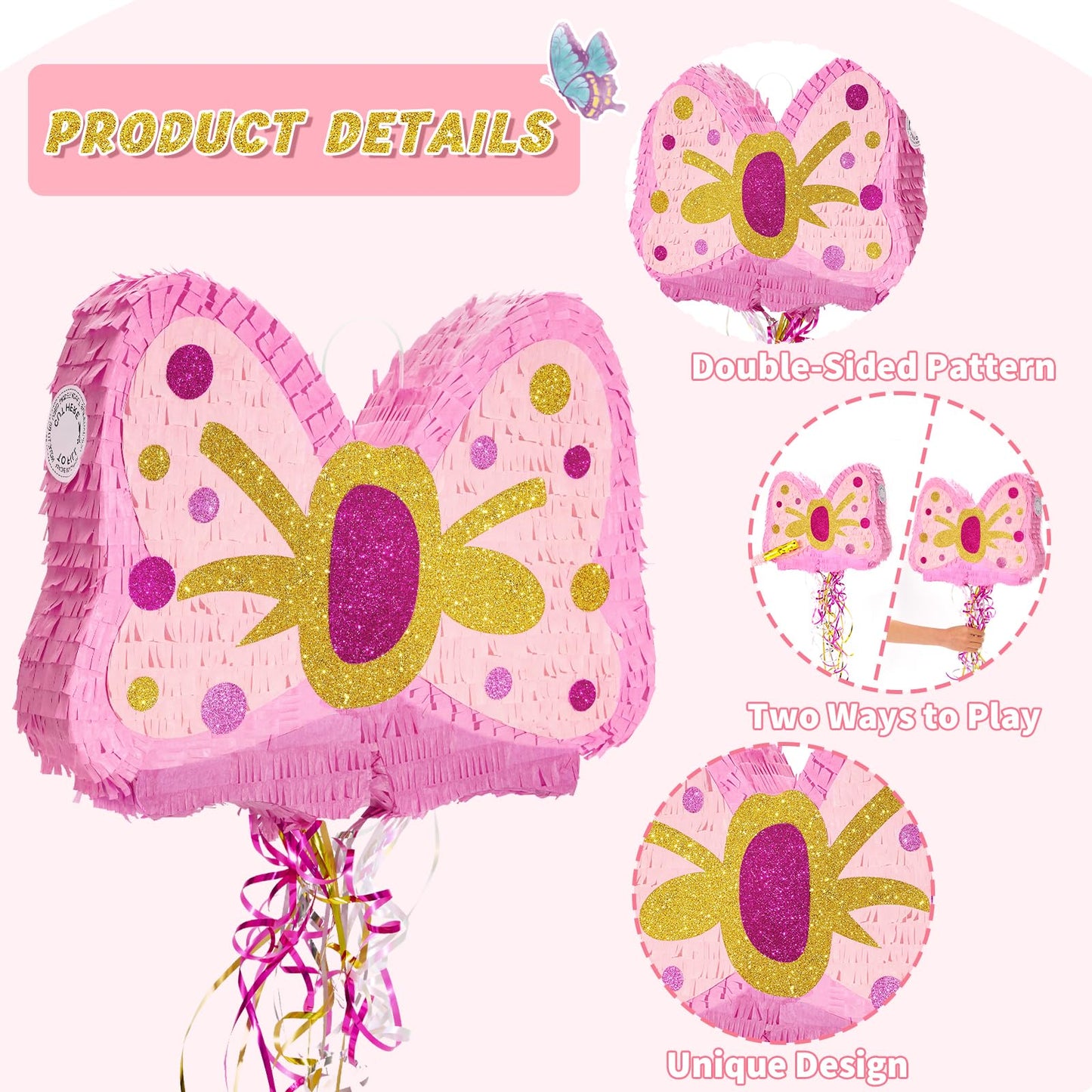 WERNNSAI Pink Bow Piñata - Girls Birthday Party Decoration Bow Tie