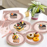 24 Sets 1st Rose Gold Birthday Party Decrations for Girls 1 Birthday