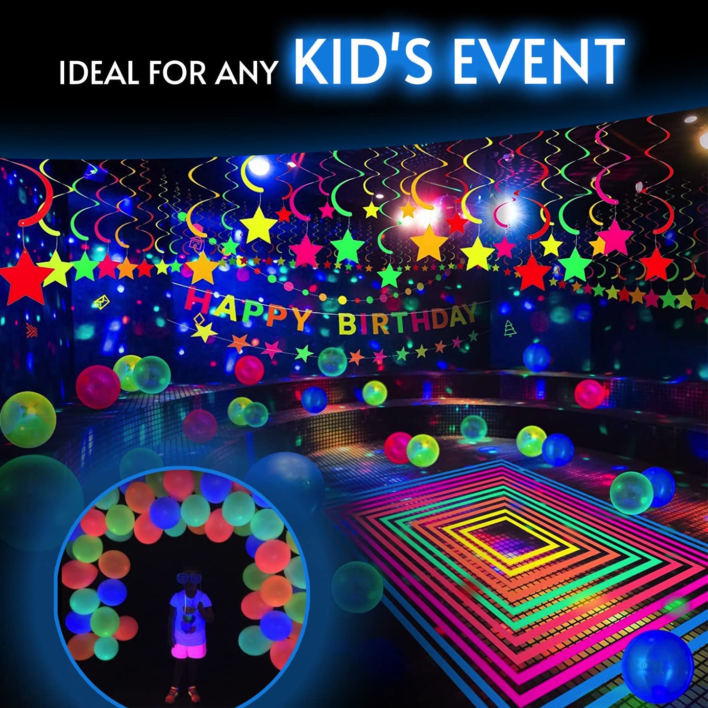 Glow King Neon Balloons - Fluorescent Neon Glow Party Balloons -
