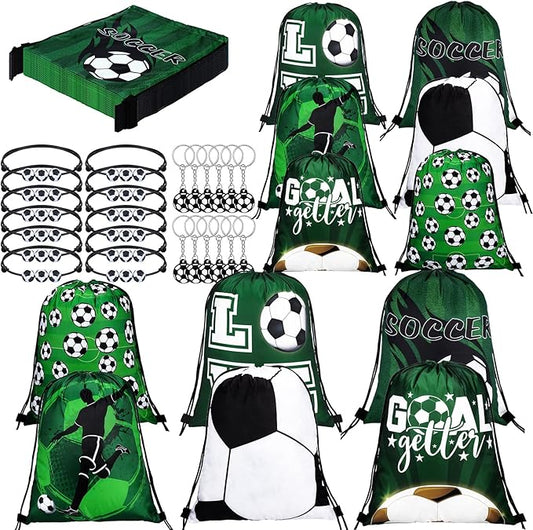 36 Pcs Soccer Party Favors 12 Soccer Drawstring Gift Bags Team