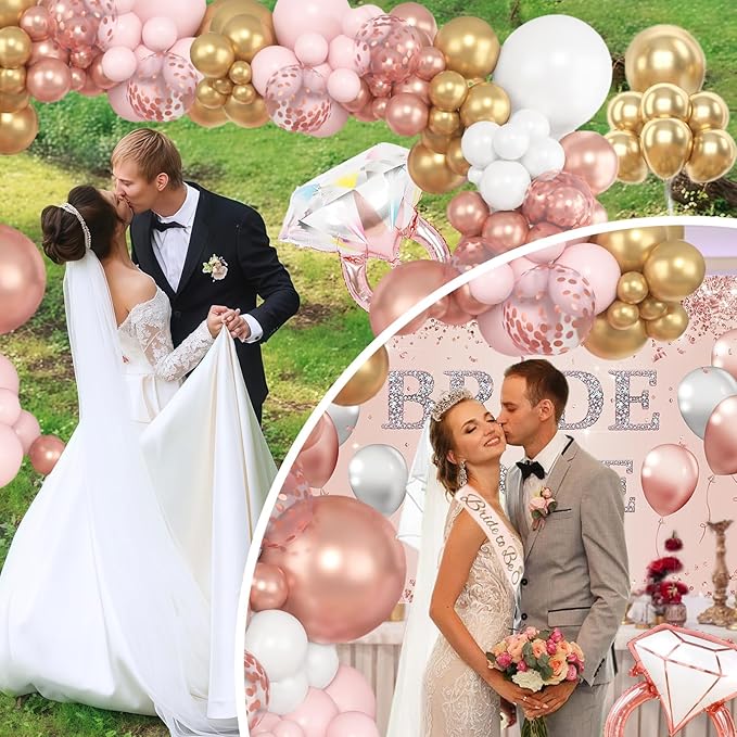 121 Pcs Bachelorette Party Decorations Kit Rose Gold Bridal Shower