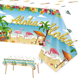 Tevxj 3 Pieces Tropical Luau Party Tablecovers Hawaiian Beach Theme