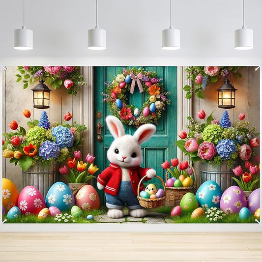Easter Banner Polyester 43x70.86 Inches Banner Easter for Small