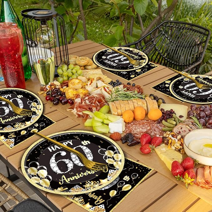 50 Guests 60th Anniversary Plates and Napkins Party Supplies 60th