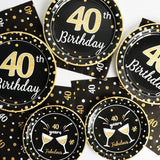 96 Pcs 40th Birthday Plates and Napkins Party Supplies Black Gold