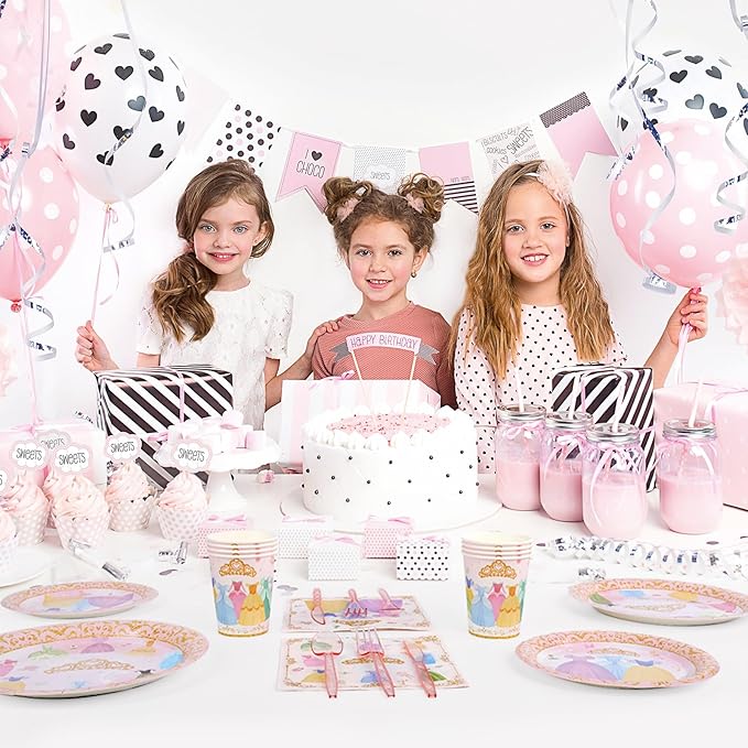 175Pcs Princess Paper Plates Napkins Princess Themed Birthday Party