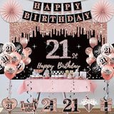 21st Birthday Decorations for Her 33pcs 21 Crown and Sash Black Rose