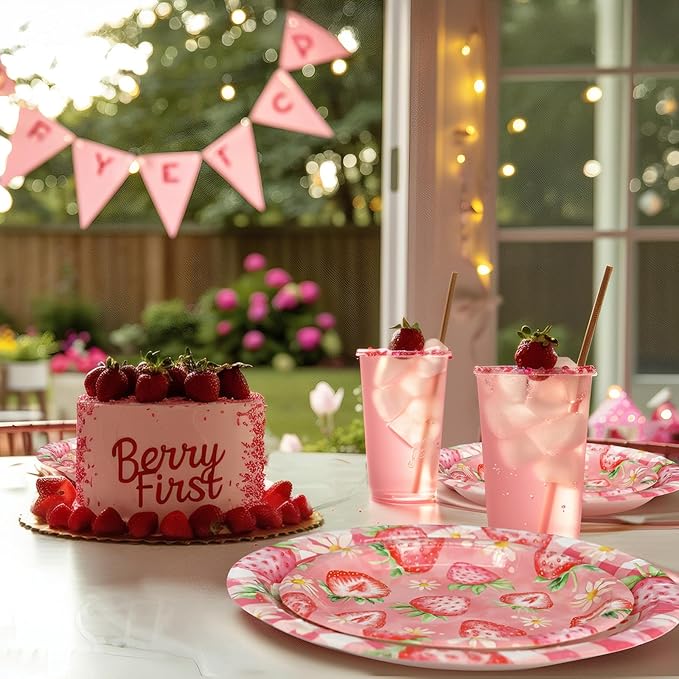Berry First Birthday Party Supplies for 40 Guests Strawberry Plates