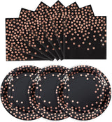 Black and Rose Gold Paper Plates and Napkins-200 Pack - Paper Plates