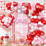 Valentines Day Balloon Arch Garland Kit Red Pink White Heart Shaped