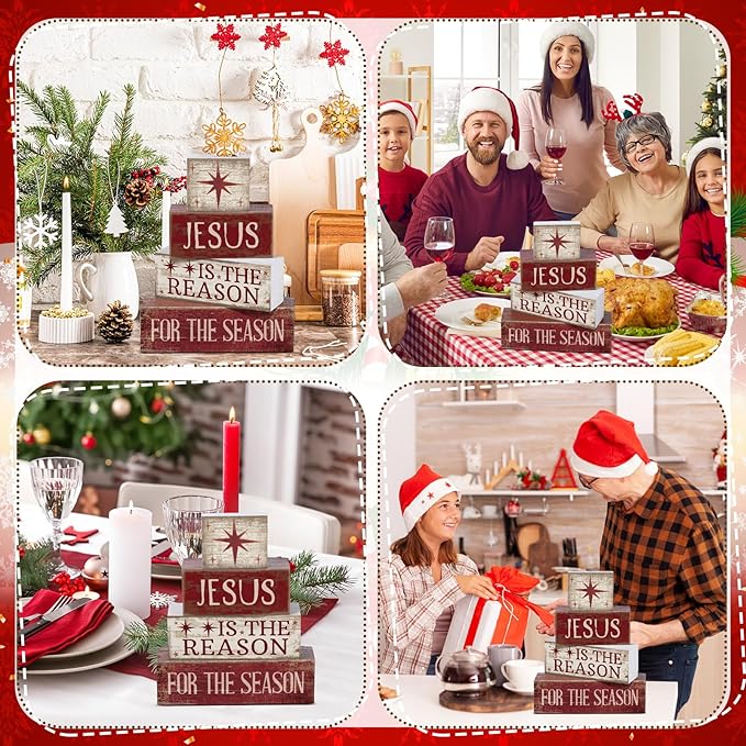 4 Pcs Christmas Table Decoration Jesus Decor Christmas Tiered Tray