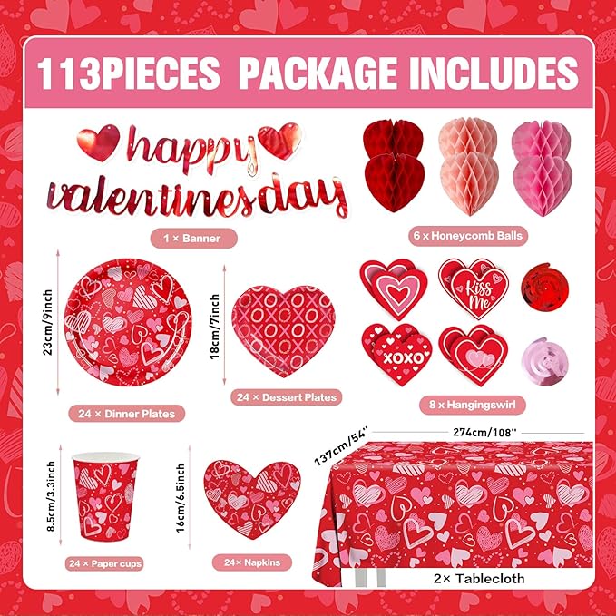 Valentine Day Plates Napkins Party Supplies Include Paper Plates