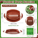 72PCS Football Party Plates and Napkins 11.8in Football Shaped