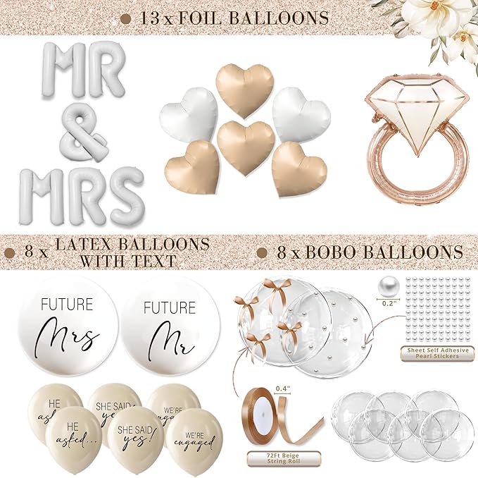 261 Pc Premium Engagement Party Decorations Kit Elegant Mr & Mrs