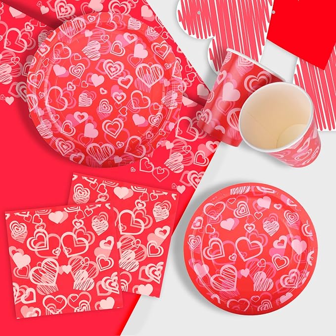 Valentine's Day Party Supplies Hot Heart Love Disposable Paper