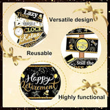 Black Gold Happy Retirement Banner Sign Directional Retired Yard