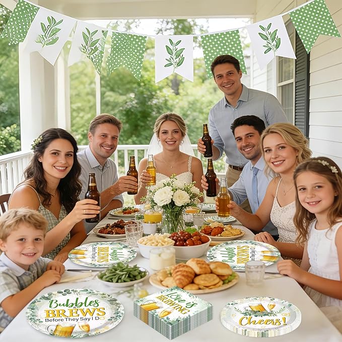 96Pcs Bubbles and Brews Bridal Shower Party Decorations Sage Green
