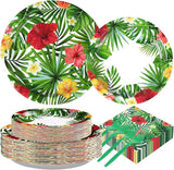200pcs Hawaiian Luau Party Decorations Tropical Luau Plates and