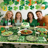 194 Pcs St Patricks Day Paper Plates & Napkins Green Shamrock Paper