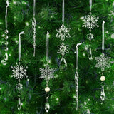 18pcs Christmas Tree Decoration Crystal Ornaments - Hanging Acrylic Ch