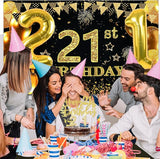 21st Birthday Decorations for Him Her with Banner Black and Gold
