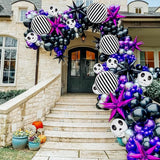 Halloween Balloons Decorations 18 Inch Skull Black and White Striped
