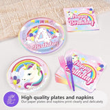 96 Pcs Unicorn 4th Birthday Party Decorations 350 GSM Disposable