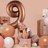 KatchOn, Giant Coffee Brown Number 9 Balloon - 40 Inch | Foil 9