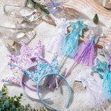24 Pcs Princess Party Favors Star Shaped Wands and Sequin Crown