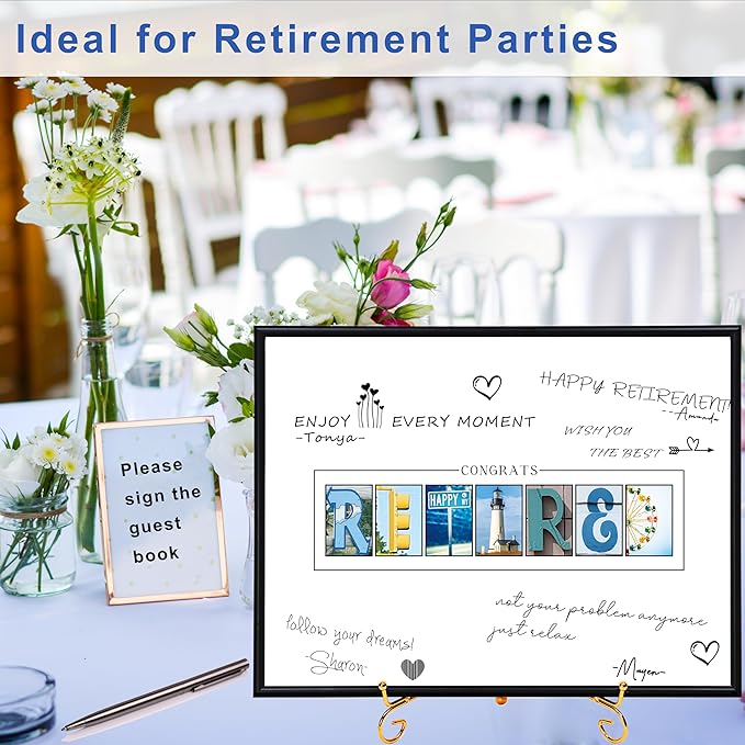 Framed Black Guest Book for Retirement Party Decorations 12X16