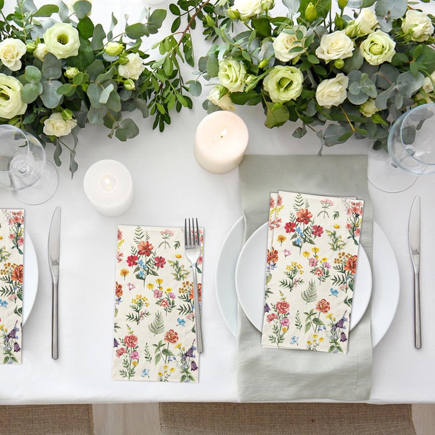 100 Flower Napkins Watercolor Floral Vintage Wild Flower Disposable