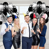 60pcs Black and Silver Balloons 12inch, Black and White Balloons with