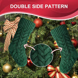 Christmas Stockings, 20 Inch Burgundy, Ivory, Green Cable Knit