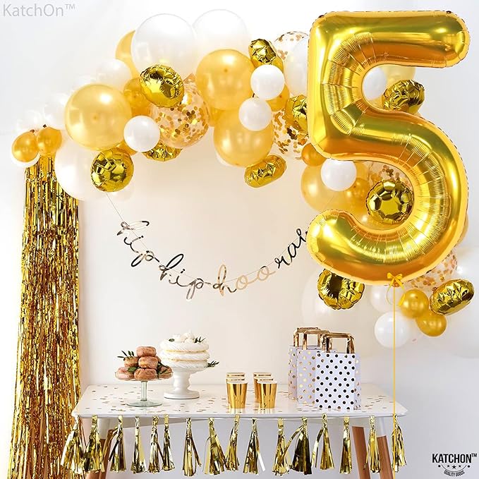 KatchOn, Giant Gold 5 Balloon Number - 40 Inch | Golden 5 Balloon, 5