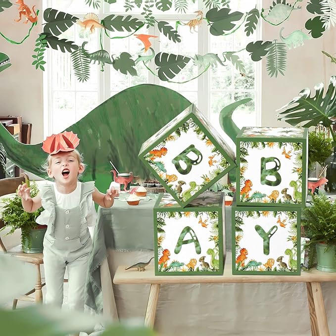 Dinosaur Baby Shower Decorations Box Green Jungle Dinosaur Baby