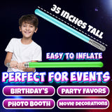 Bedwina Inflatable Light Sabers for Kids - (Pack of 12) 35-inch Neon