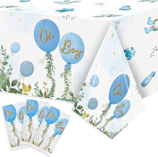 Baby Shower Party Tablecloths 3Pcs Watercolor Blue Birthday Party