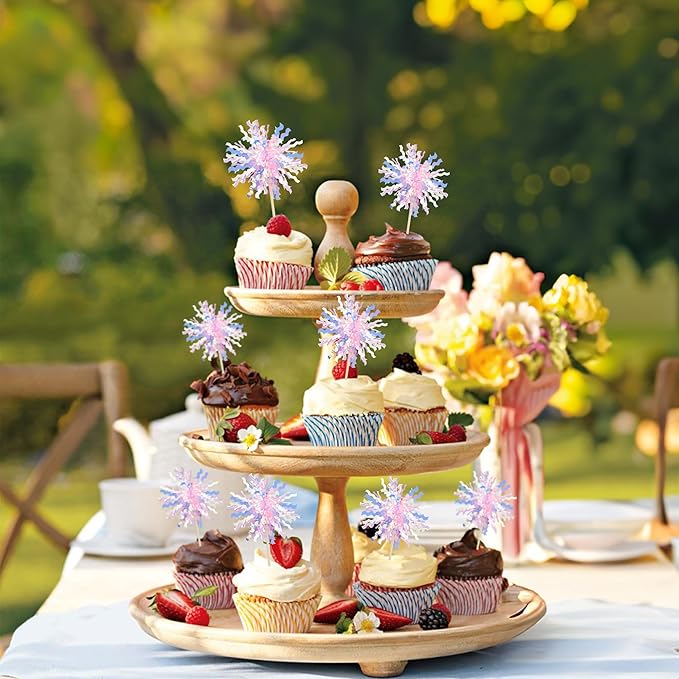 Gyufise 30Pcs Foil Firework Cupcake Toppers Sparkle Tinsel Cake #9