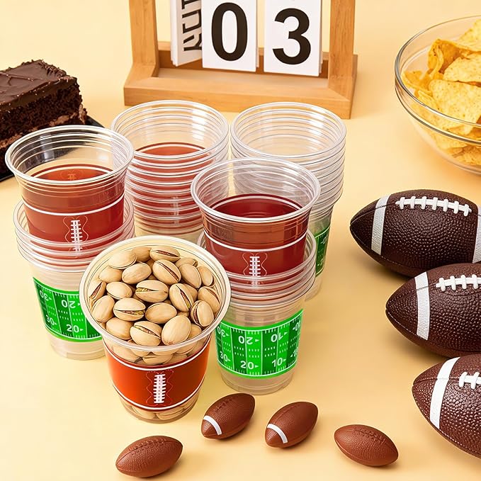 Football Cups Football Party Decorations 50Pcs 16oz Disposable Game