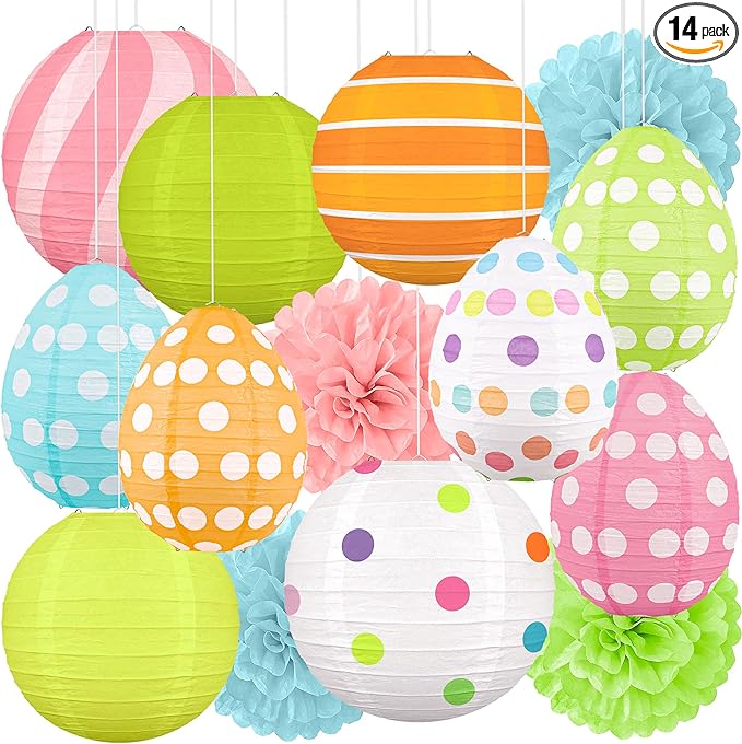 14Pcs Easter Party Decorations Set for Home Spring Egg and Round