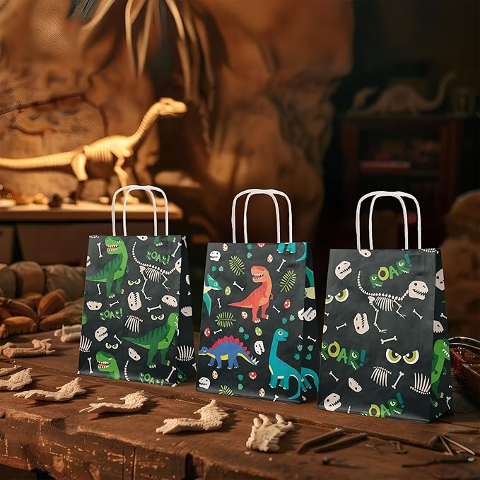 24 Pack Dinosaur Party Favor Bags for Kids T Rex Goodie Bags with