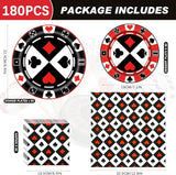 180PCS Casino Party Supplies Serve 60 Poker Party Paper Plates and