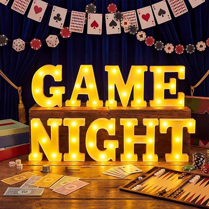 Honoson 9 Pcs Casino Theme Party Decorations Game Night Lights up LED