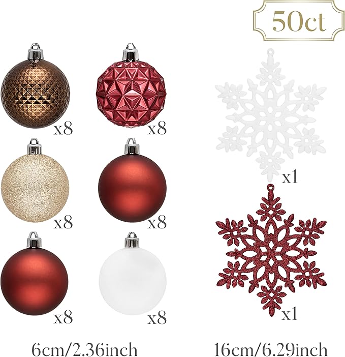 Valery Madelyn Christmas Tree Decorations Ornament Set, 50ct 2.36 #4