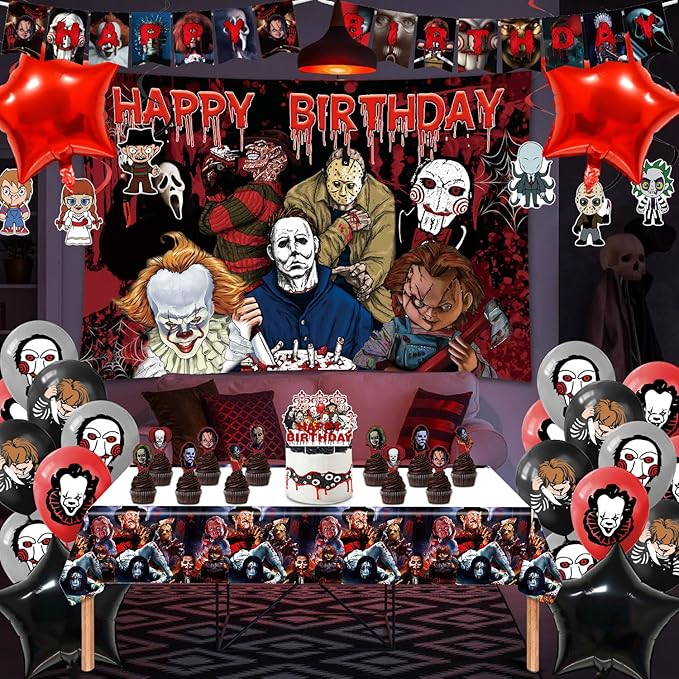 Horror Birthday Party Decorations 50 Pcs Halloween Theme Kit with