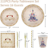 112 PCS Princess Party Plates Princess Birthday Decorations Once