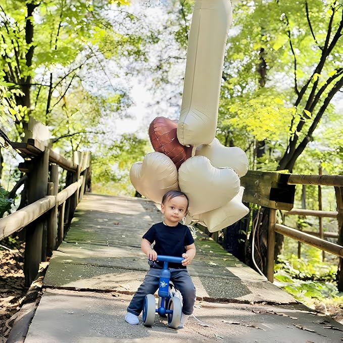 40 Inch Number 1 Balloon Decor, Cream Brown Foil Neutral Heart 1